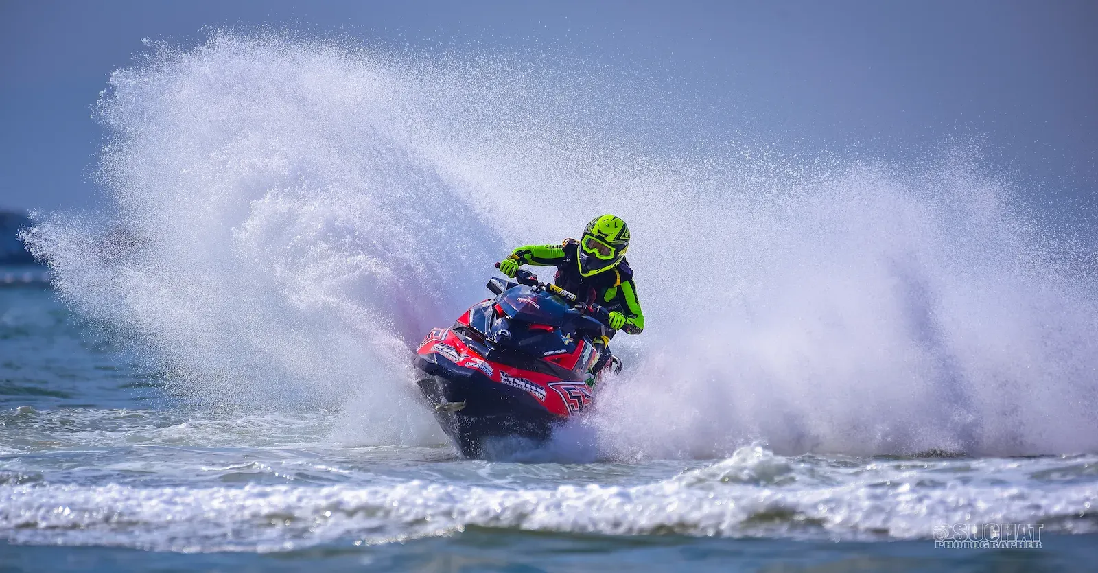 Jet ski rushing on water.